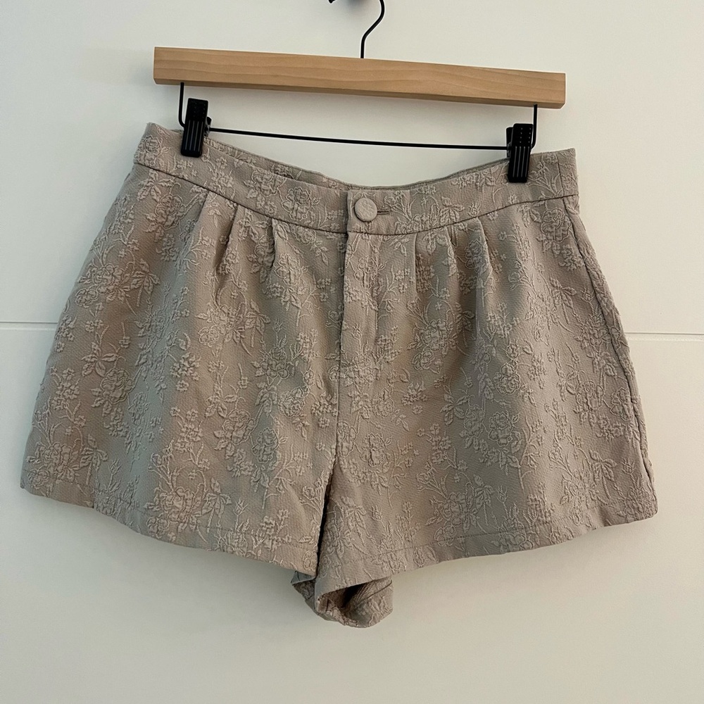 Free People Tan Floral High Waist Shorts